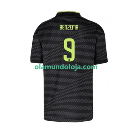Camisola Real Madrid Karim Benzema 9 Homem Equipamento Terceiro 2022-2023 Manga Curta